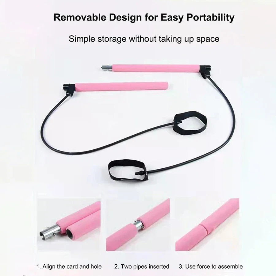 Pilates Bar Kit with Resistance Bands Exercise Fitness Equipment for Home Gym
